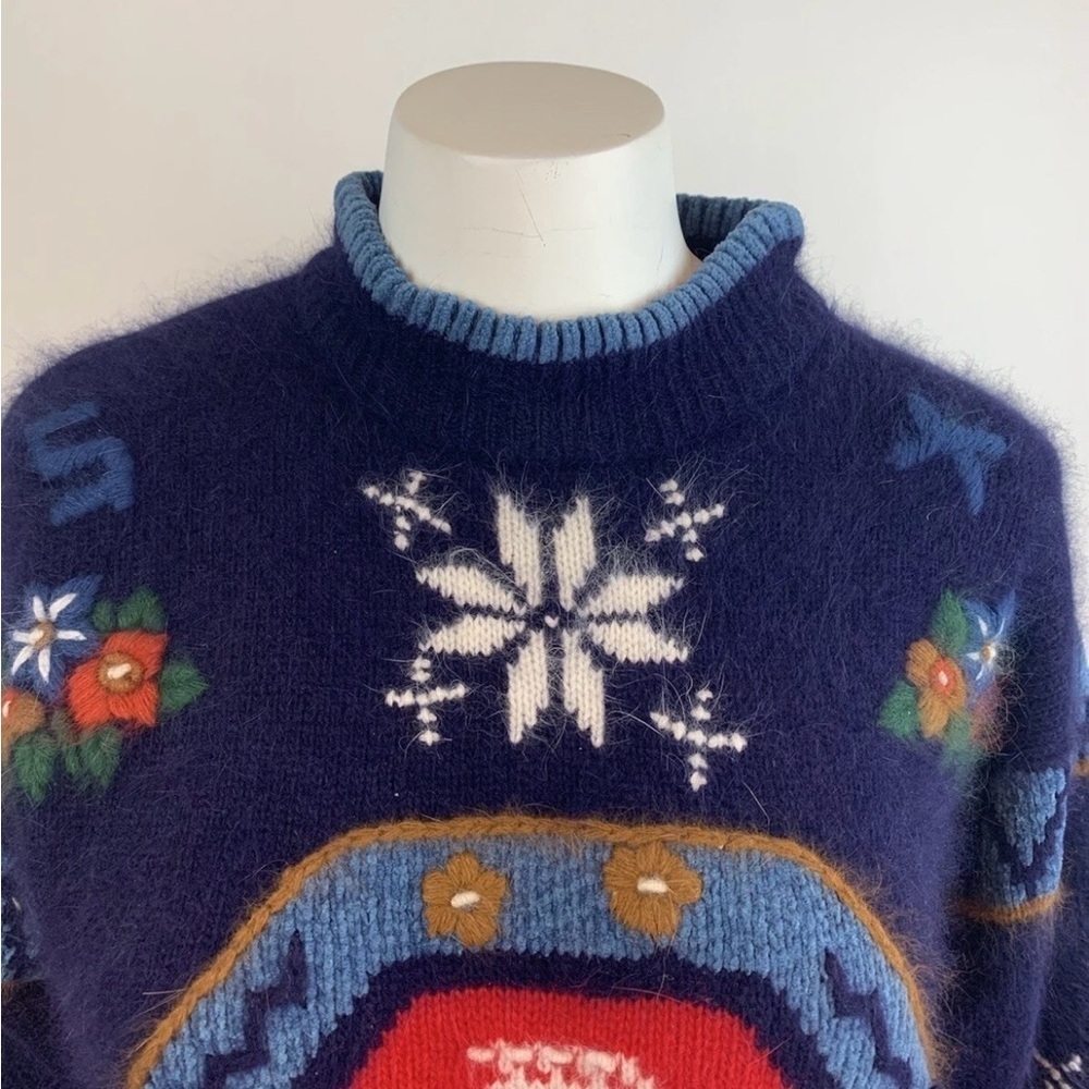 Vtg Rafaella Angora & Wool Nordic Reindeer Christmas Holiday Winter’s Sweater - Picture 3 of 11